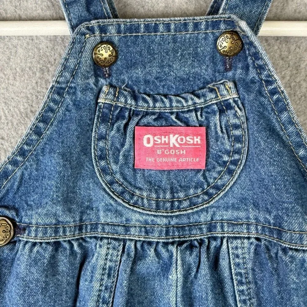 RARE Vintage Denim OshKosh BGosh Bubble Vestbak Overalls 1980s pink tag 3T Read